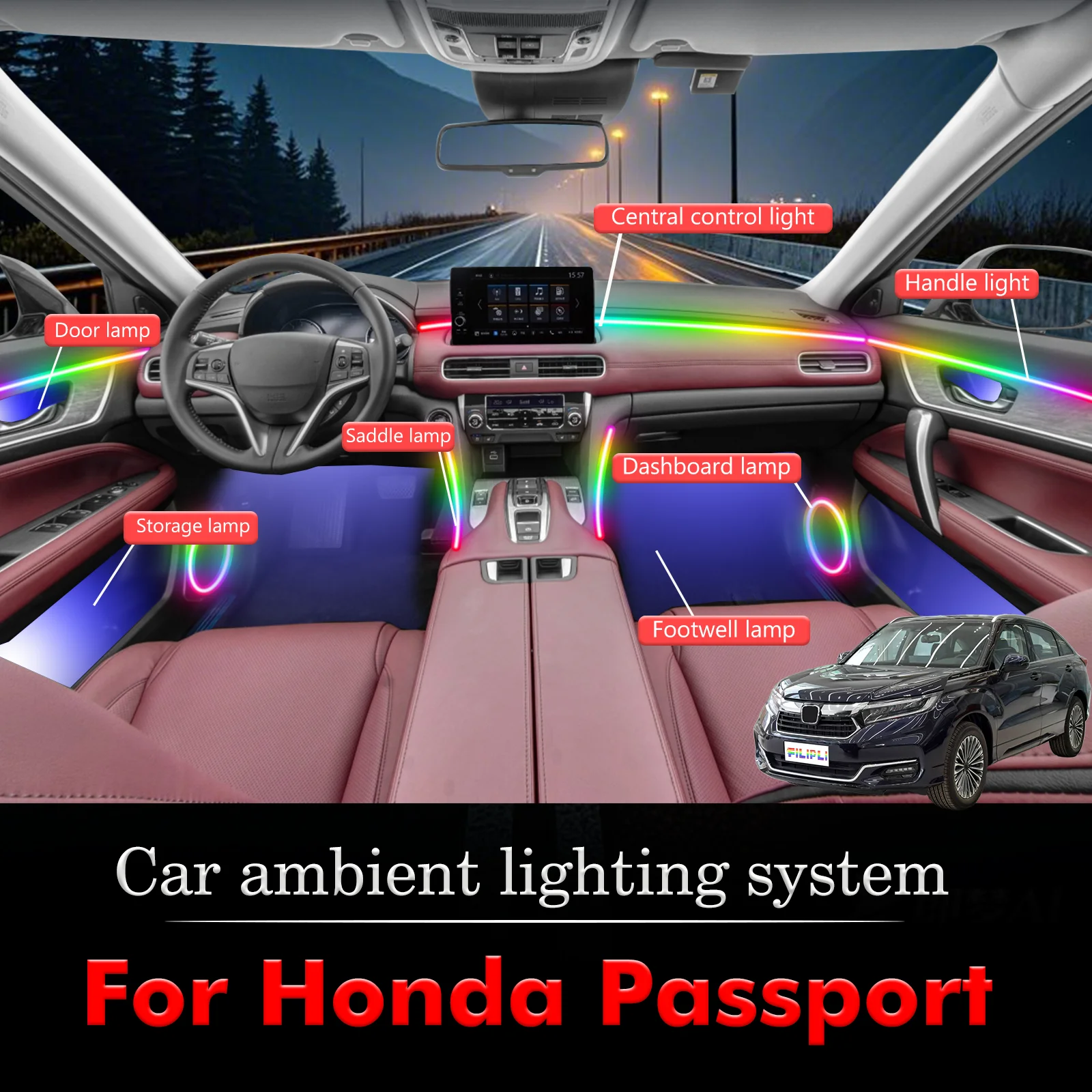 Для Honda Passport умный пульт дистанционного управления RGB 64 цвета светодиодный салон автомобиля окружающее освещение энергосберегающий эффективный комплект ламп
Для Honda Passport умный пульт дистанционного управления RGB 64 цвета светодиодный салон автомобиля окружающее освещение энергосберегающий эффективный комплект ламп