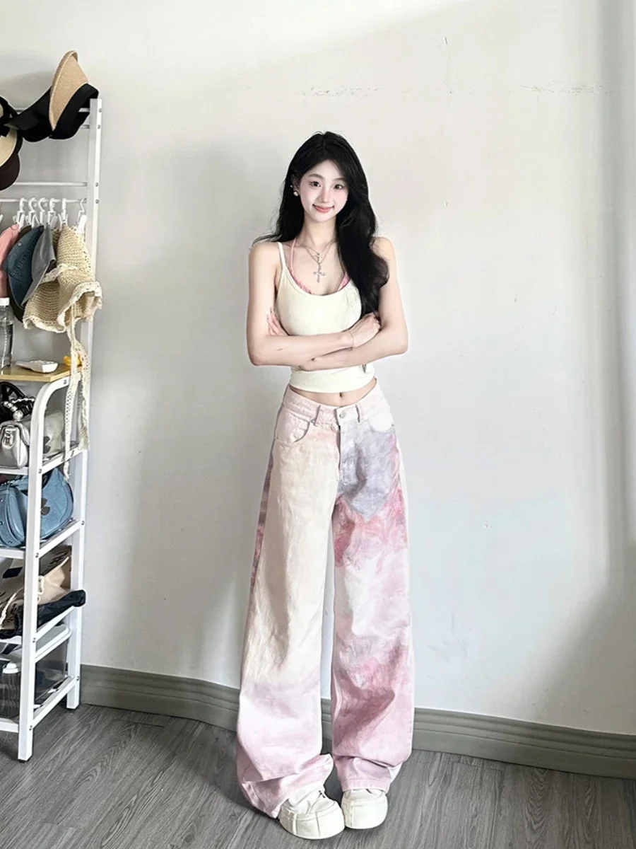 Pink Women Jeans High Waist Vintage Straight LOOSE Denim Y2K Pants Streetwear American Large Size Fashion Wide Leg Denim Trouser
Pink Women Jeans High Waist Vintage Straight LOOSE Denim Y2K Pants Streetwear American Large Size Fashion Wide Leg Denim Trouser