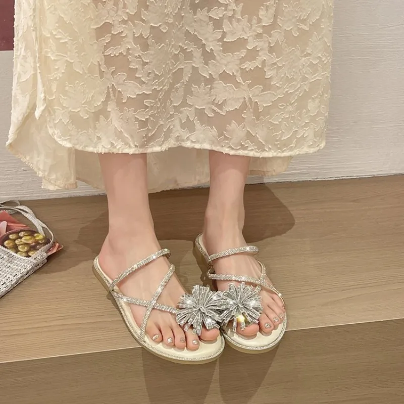 Rhinestone Flower Slippers Women Wear in Summer 2026 New Fairy Style Non-slip Beach Shoes
Rhinestone Flower Slippers Women Wear in Summer 2026 New Fairy Style Non-slip Beach Shoes