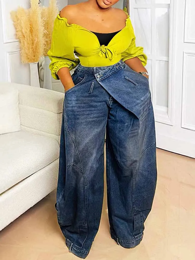 BKQU модные джинсы оверсайз женские асимметричные пуговицы с высокой талией свободные широкие джинсовые брюки Harajuku 2000-х годов ретро гранж уличная одежда
BKQU модные джинсы оверсайз женские асимметричные пуговицы с высокой талией свободные широкие джинсовые брюки Harajuku 2000-х годов ретро гранж уличная одежда