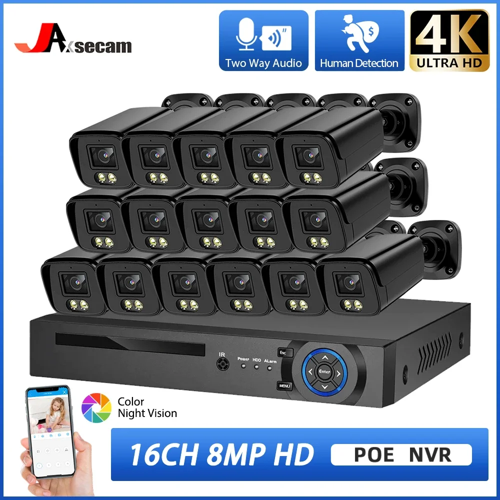 16CH NVR 4K 8MP Surveillance Cameras System Two-Way Audio Outdoor IP66 Waterproof IP Security CCTV Camera Kit NVR Set P2P
16CH NVR 4K 8MP Surveillance Cameras System Two-Way Audio Outdoor IP66 Waterproof IP Security CCTV Camera Kit NVR Set P2P