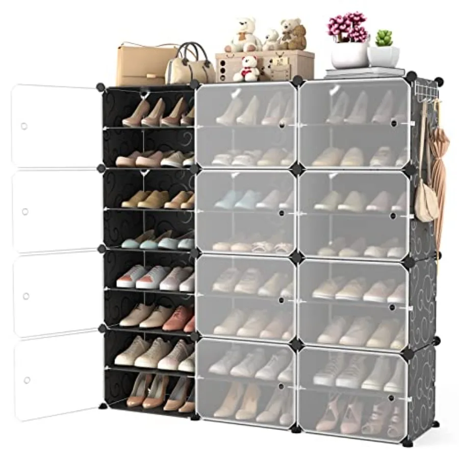 Portable 8-Tier Shoe Rack Organizer with Door for 48 Pairs Black Plastic Adjustable Stackable Detachable Free-Standing Storage
Portable 8-Tier Shoe Rack Organizer with Door for 48 Pairs Black Plastic Adjustable Stackable Detachable Free-Standing Storage