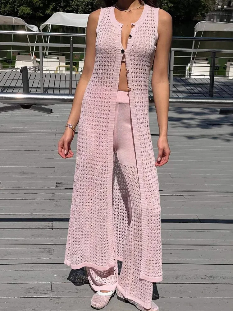 Trendix Knit Dress Sets Women Summer Hollow Out Long Cardigan Knitwear Cover Up Dress Solid High Waist Knitted Pants 2 Piece
Trendix Knit Dress Sets Women Summer Hollow Out Long Cardigan Knitwear Cover Up Dress Solid High Waist Knitted Pants 2 Piece