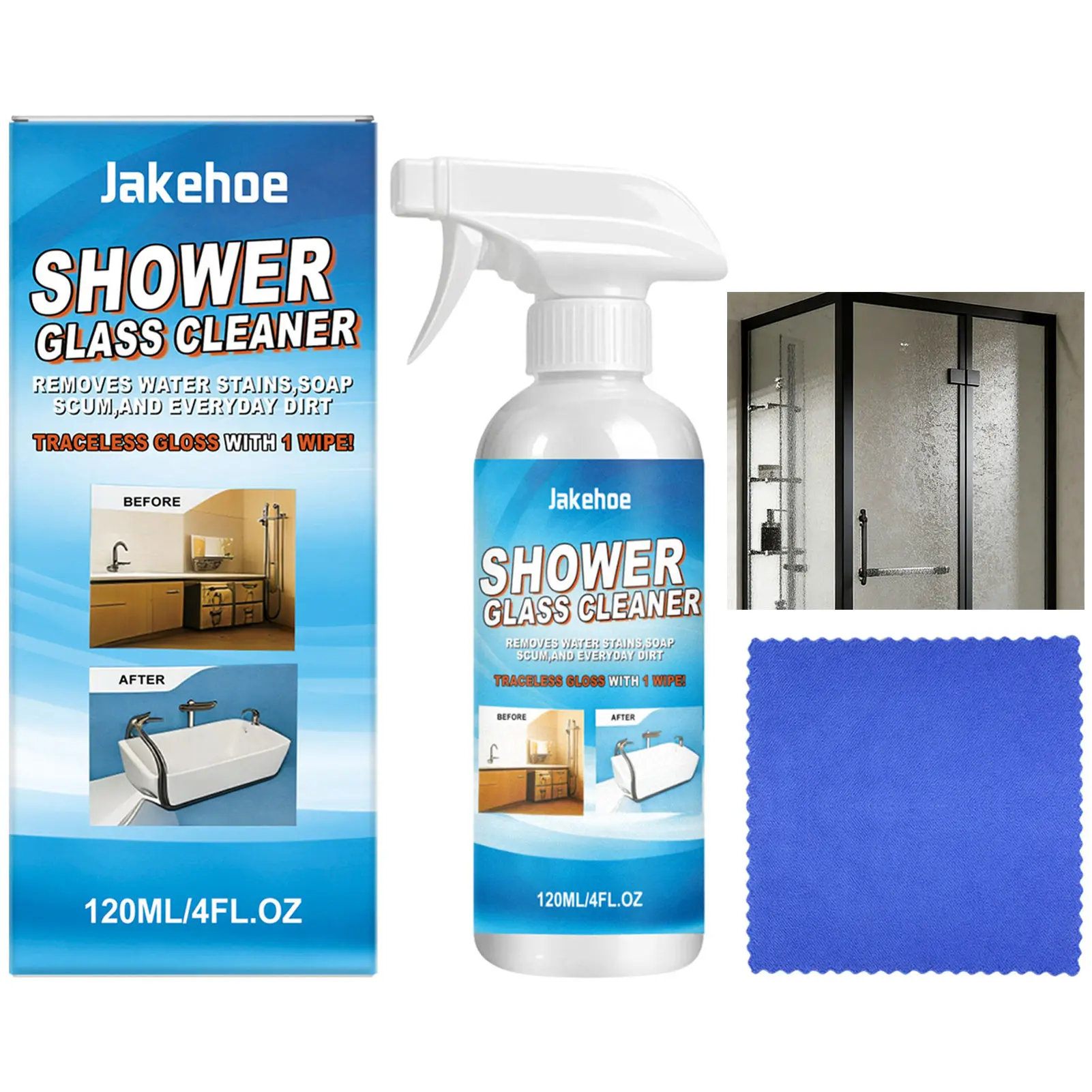 Shower Glass Cleaner 120ML Removes Water Stains Restores Shine For Bathroom
Shower Glass Cleaner 120ML Removes Water Stains Restores Shine For Bathroom