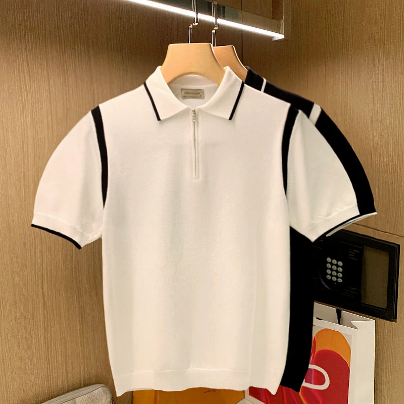 High End Men's Knitted Polo Shirt 2024 Summer New Lapel Stripe Zipper Half Sleeve Solid Breathable T-shirt Business Knitwear C38
High End Men's Knitted Polo Shirt 2024 Summer New Lapel Stripe Zipper Half Sleeve Solid Breathable T-shirt Business Knitwear C38