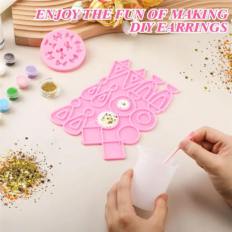 B17B Polymer Oven-Bake Clay Set With Silicone Mold Gold Glitter Mixing Spoon And Measuring Cup For Jewelry DIY Crafts
B17B Polymer Oven-Bake Clay Set With Silicone Mold Gold Glitter Mixing Spoon And Measuring Cup For Jewelry DIY Crafts