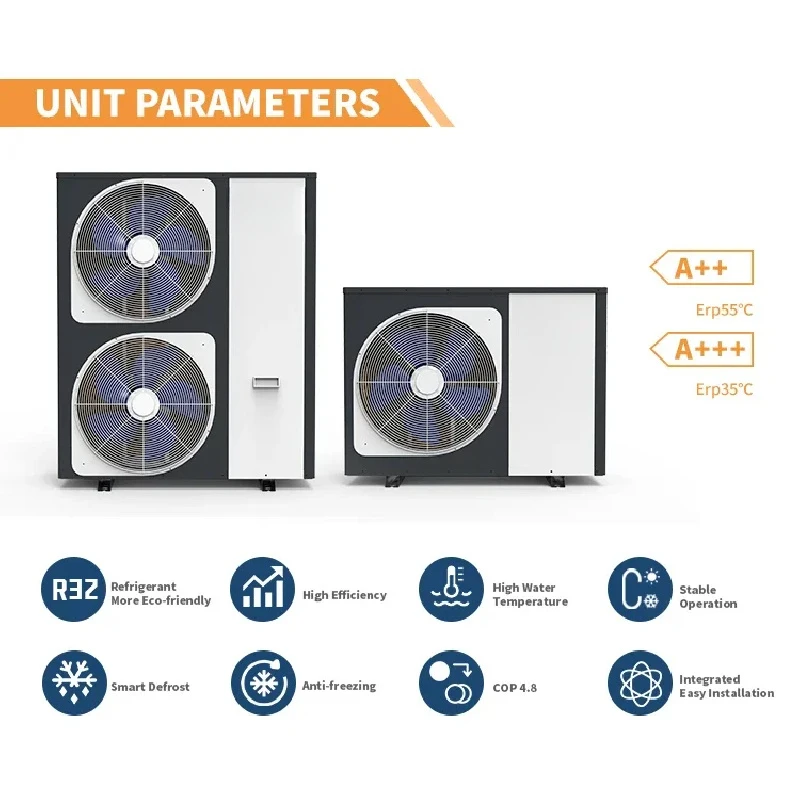 High Temperature WIFI KW KW KW DHW Heating Cooling Source Monob R EVI Inverter Heat Pump
High Temperature WIFI KW KW KW DHW Heating Cooling Source Monob R EVI Inverter Heat Pump