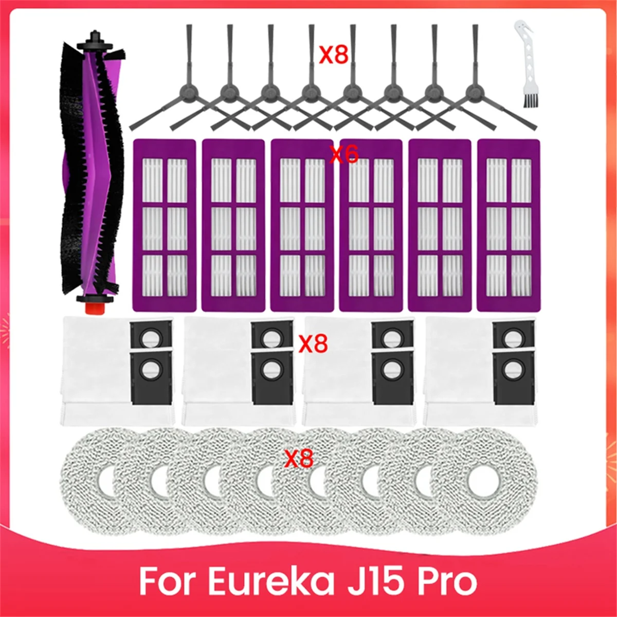 Комплект сменных аксессуаров ABUA для робота-пылесоса J15 Pro, фильтров HEPA, боковых щеток, тряпки для швабры, мешков для пыли
Комплект сменных аксессуаров ABUA для робота-пылесоса J15 Pro, фильтров HEPA, боковых щеток, тряпки для швабры, мешков для пыли