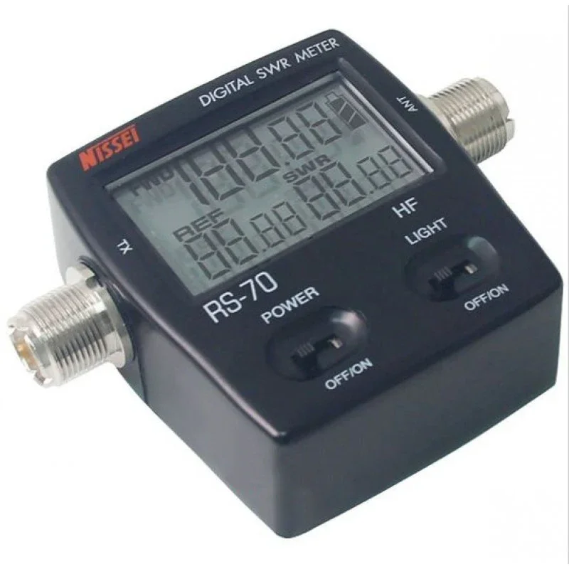 NISSEI RS-70 Digital SWR Watt Meter HF 1.6-60MHz SO239 Connector 200W for Two Way Radio Power Antenna VSWR Protable Tester
NISSEI RS-70 Digital SWR Watt Meter HF 1.6-60MHz SO239 Connector 200W for Two Way Radio Power Antenna VSWR Protable Tester