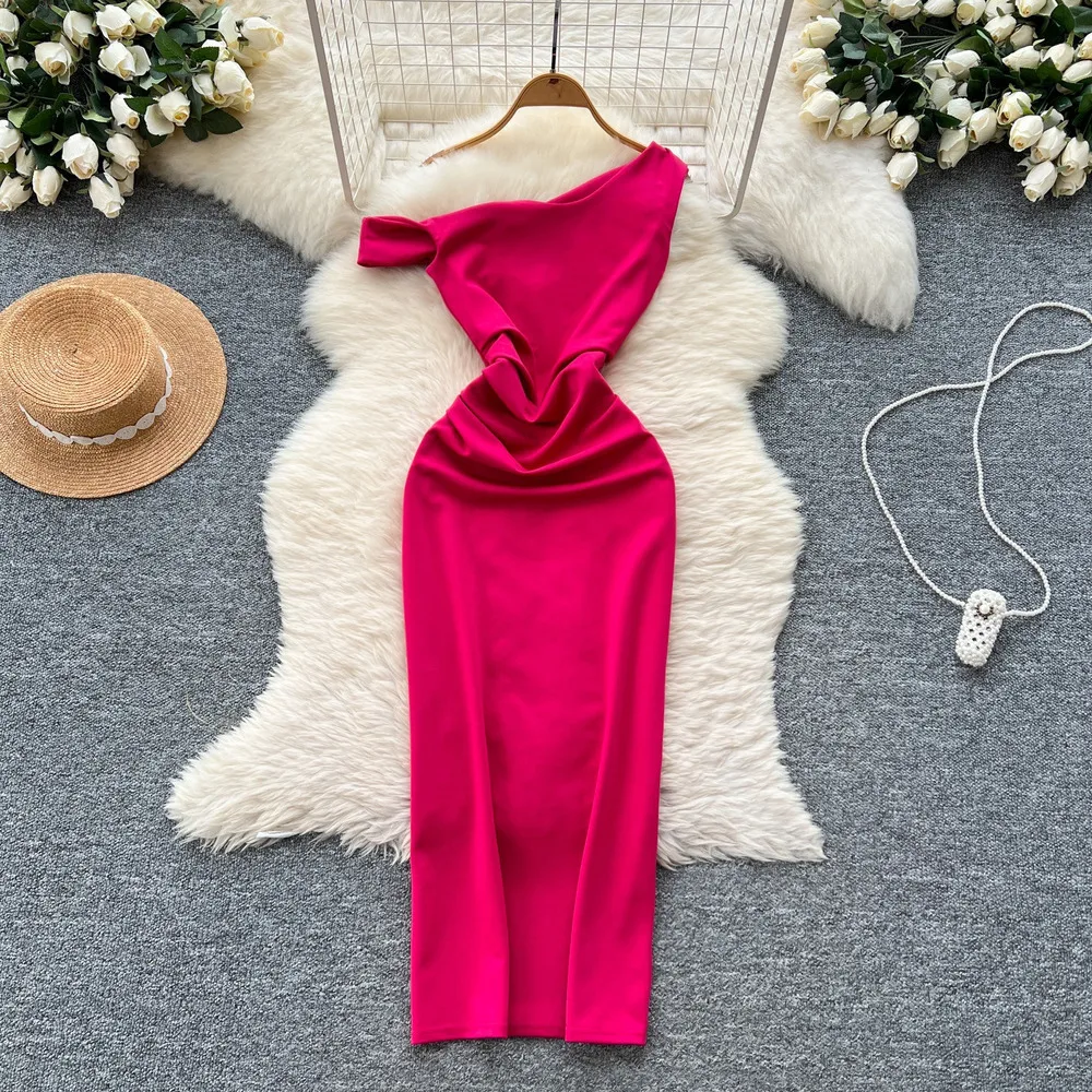 Chic Womens Fashion Designer Asymmetrical Off Shoulder Slim Fit Bandage Bodycon Dress French Style Evening Gown
Chic Womens Fashion Designer Asymmetrical Off Shoulder Slim Fit Bandage Bodycon Dress French Style Evening Gown