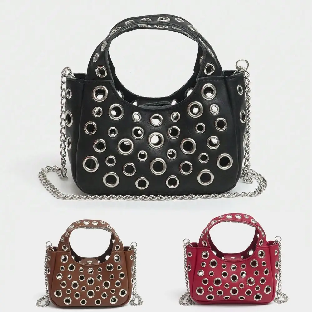 Hollow Rivet Women Handbag Pu Leather Small Size Toiletry Organizer Pouch Chains Shoulder Portable Crossbody Bags
Hollow Rivet Women Handbag Pu Leather Small Size Toiletry Organizer Pouch Chains Shoulder Portable Crossbody Bags