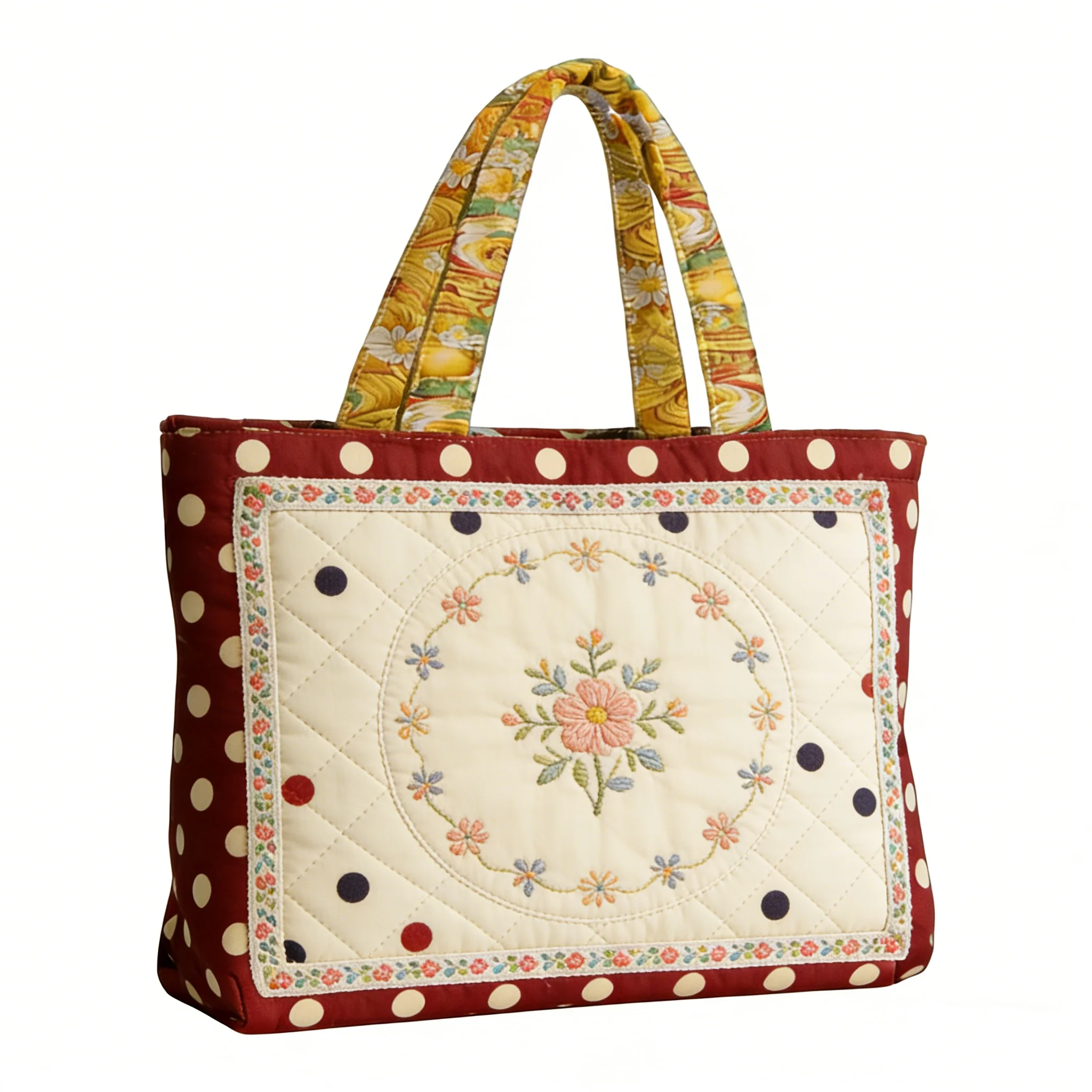 Retro Polka Dot Printing Handbag Patchwork Valley Quilted Tote Women's Casual Shoulder Bag Daily Shopping
Retro Polka Dot Printing Handbag Patchwork Valley Quilted Tote Women's Casual Shoulder Bag Daily Shopping