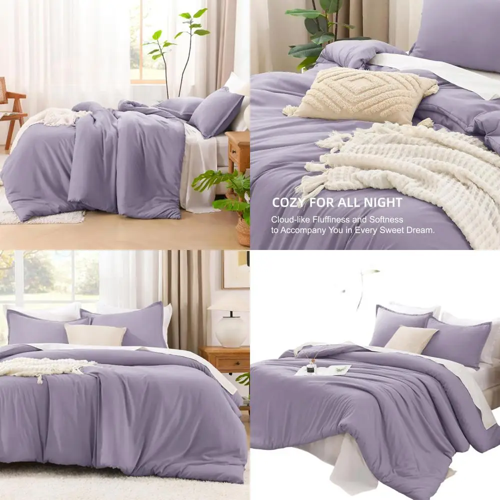 California King Gray Purple Comforter Set, 3-Piece Lightweight Solid Bedding, All Season Fluffy Bed Set (104x96 Comforter & 2 Pi
California King Gray Purple Comforter Set, 3-Piece Lightweight Solid Bedding, All Season Fluffy Bed Set (104x96 Comforter & 2 Pi