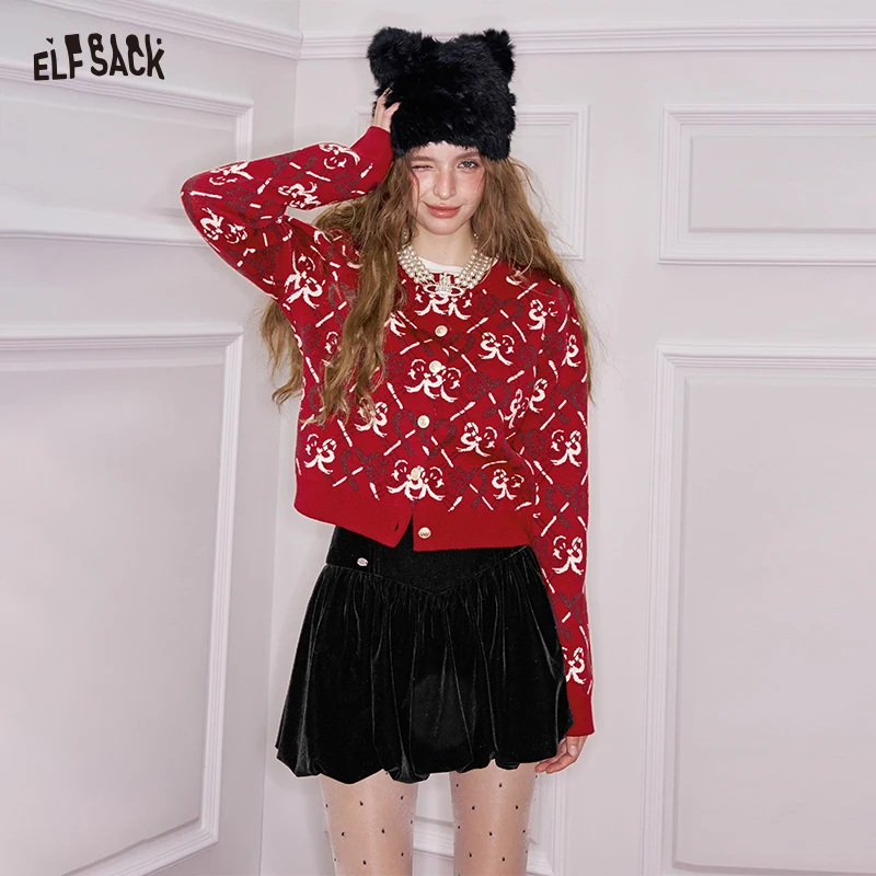 ELFSACK Elegant Classic Heart Bow Print Single Breasted Silver Button Round Neck Cardigan For Women
ELFSACK Elegant Classic Heart Bow Print Single Breasted Silver Button Round Neck Cardigan For Women