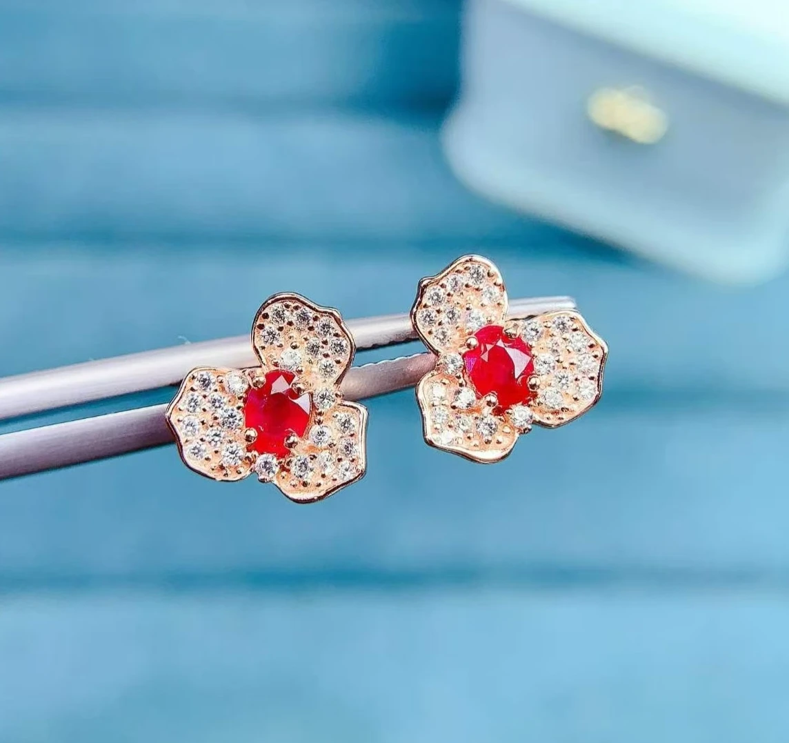 925 Silver Natural Ruby Stud Earrings with Authenticity Guarantee Vintage Floral Cluster Design Earrings Gift for Anniversary
925 Silver Natural Ruby Stud Earrings with Authenticity Guarantee Vintage Floral Cluster Design Earrings Gift for Anniversary
