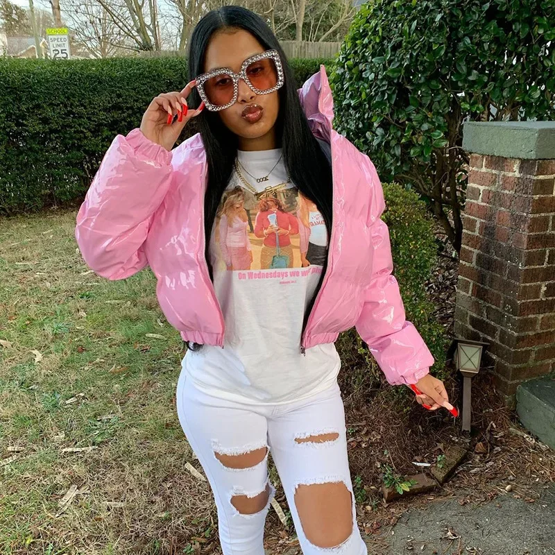 Cute Women Bright PU Pink Puffer Jacket Winter Warm Bubble Coats Shiny Leather Parkas Down Zipper Cropped Parkas Bubble Jacket
Cute Women Bright PU Pink Puffer Jacket Winter Warm Bubble Coats Shiny Leather Parkas Down Zipper Cropped Parkas Bubble Jacket