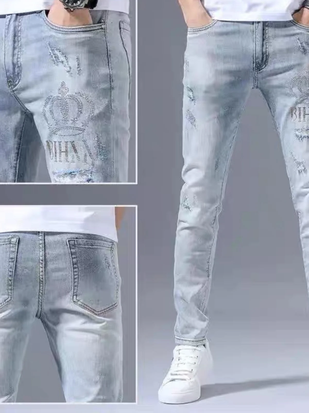 Мужские джинсы премиум-класса на весну-осень, модный бренд 2025, с вышивкой и рваными элементами, зауженные, повседневные, светлые, универсальные, длинные...
Мужские джинсы премиум-класса на весну-осень, модный бренд 2025, с вышивкой и рваными элементами, зауженные, повседневные, светлые, универсальные, длинные...