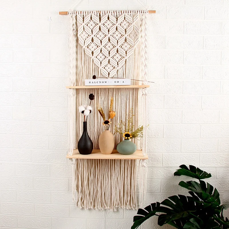 Boho Woven Wood Shelf Tapestry Cotton Rope Wall Floating Shelf Exquisite Workmanship Minimalist And Durable Tapestry
Boho Woven Wood Shelf Tapestry Cotton Rope Wall Floating Shelf Exquisite Workmanship Minimalist And Durable Tapestry