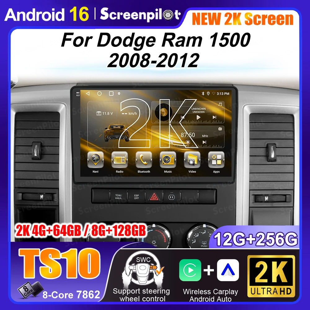 Android 16 Carplay Car Radio For Dodge Ram 1500 2008-2012 Multimedia Navigation Gps Autoradio Stereo Head Unit 2din Rds 5G Wifi
Android 16 Carplay Car Radio For Dodge Ram 1500 2008-2012 Multimedia Navigation Gps Autoradio Stereo Head Unit 2din Rds 5G Wifi