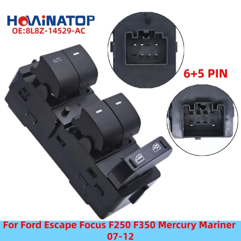 HOWINATOP 8L8Z14529AC 6+5 Pin Master Power Window Switch Single Auto For Ford Escape Focus F250 F350 Mercury Mariner 07-12
HOWINATOP 8L8Z14529AC 6+5 Pin Master Power Window Switch Single Auto For Ford Escape Focus F250 F350 Mercury Mariner 07-12
