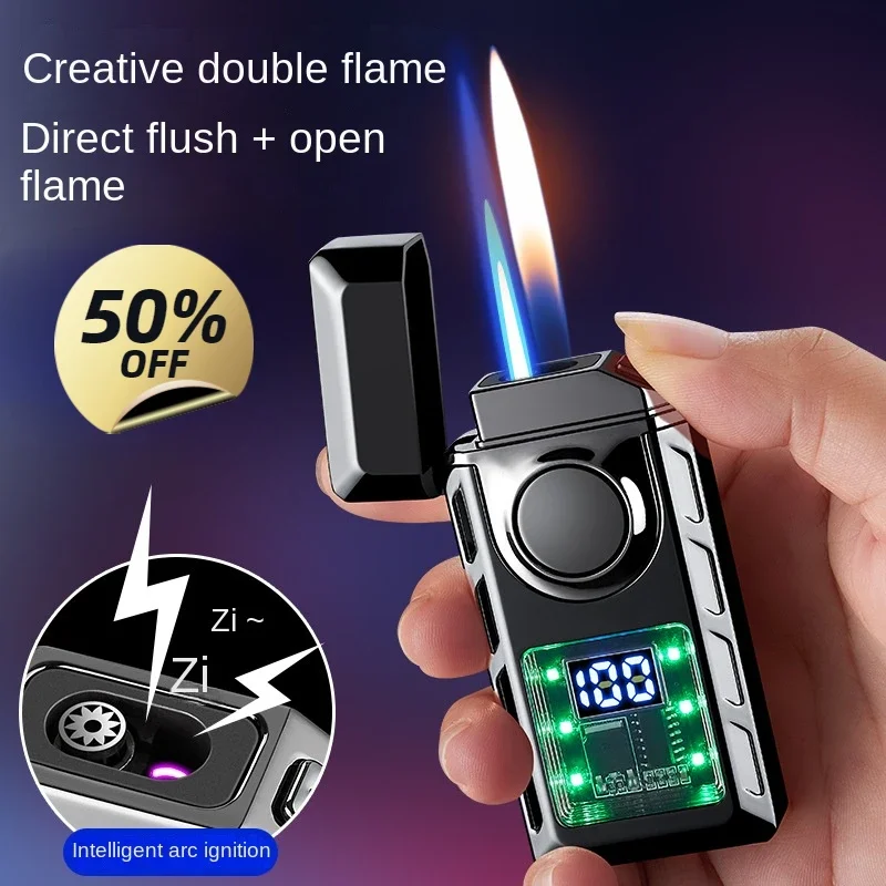 Rechargeable Piezoelectric Pulse Windproof Cigar Lighter Jet Butane Torch Gas Two Flame Cigarette Accessories Men Gifts
Rechargeable Piezoelectric Pulse Windproof Cigar Lighter Jet Butane Torch Gas Two Flame Cigarette Accessories Men Gifts