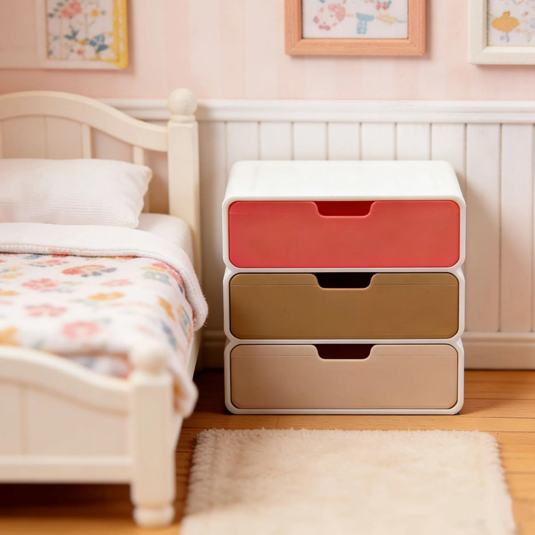 1:12 Scale Dollhouse Mini 3-Tier Drawer Cabinet, Pastel Color Storage Organizer, Modern Bedroom Furniture for Dollhouse Scene
1:12 Scale Dollhouse Mini 3-Tier Drawer Cabinet, Pastel Color Storage Organizer, Modern Bedroom Furniture for Dollhouse Scene