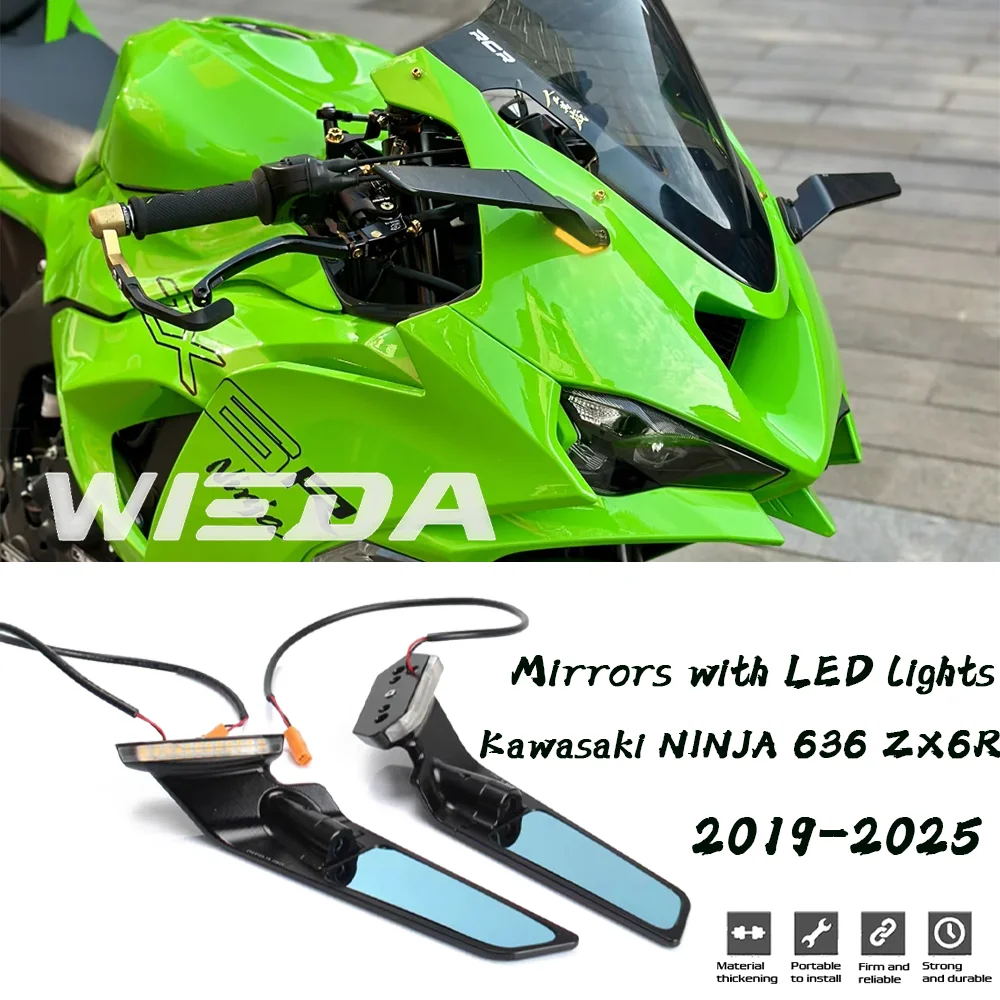 2025 ZX6R Motorcycle Rear View Mirrors with Adjustable LED Lights Mirrors for Kawasaki NINJA 636 ZX6R
2025 ZX6R Motorcycle Rear View Mirrors with Adjustable LED Lights Mirrors for Kawasaki NINJA 636 ZX6R