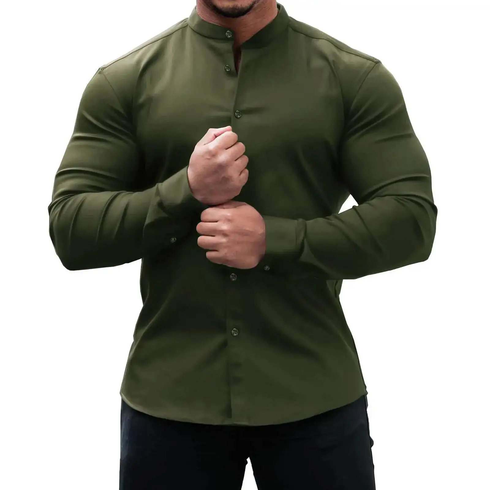 Men's Casual Shirts Slim Fit Solid Color Long Sleeve Comfortable Versatile Stand Collar Tops Men Dress Shirt Sports Male Blouse
Men's Casual Shirts Slim Fit Solid Color Long Sleeve Comfortable Versatile Stand Collar Tops Men Dress Shirt Sports Male Blouse