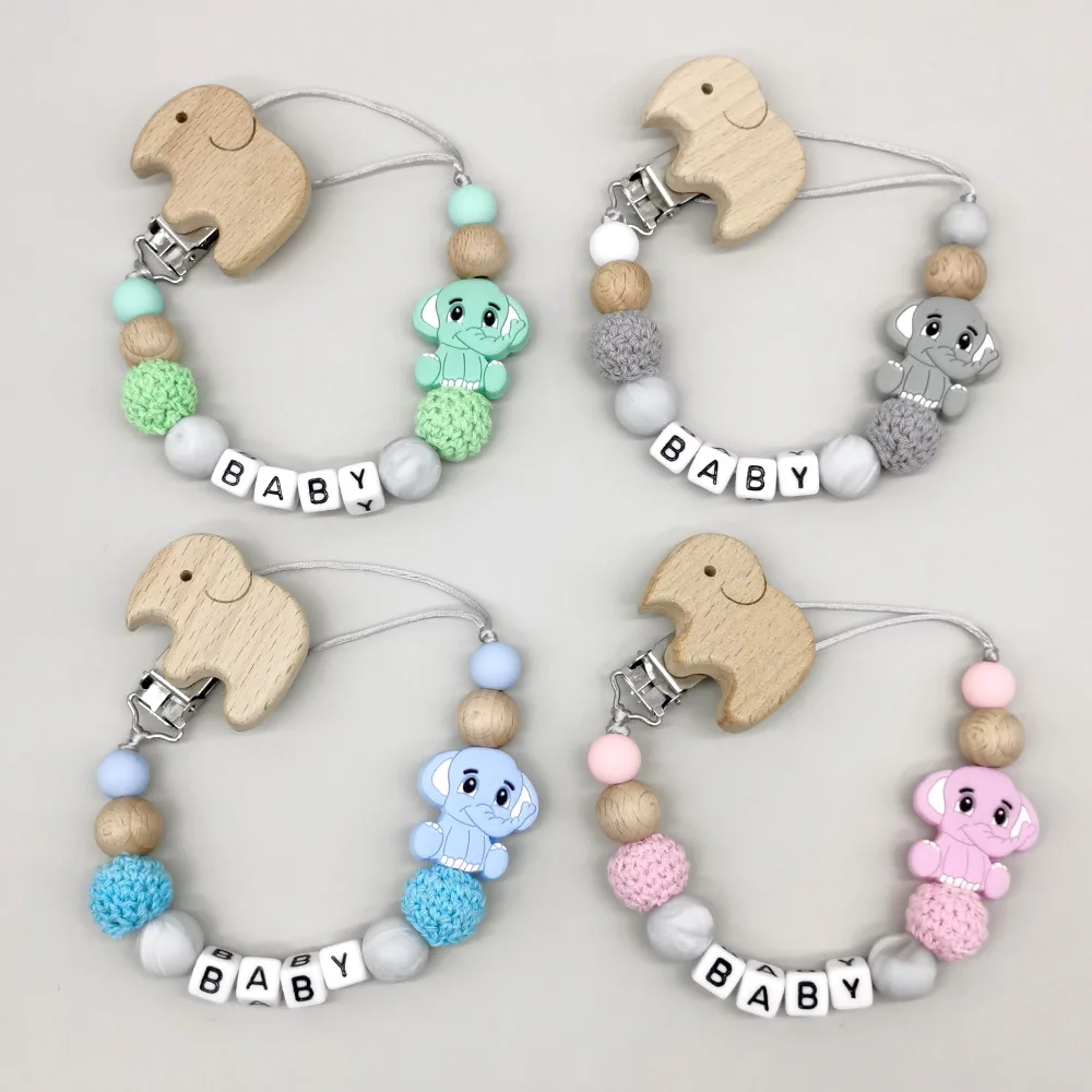 Baby Customizable Personalized Wooden Cartoon Elephant Pacifier Chain for Teether Nursing Toys Nipple Dummy Holder Chains
Baby Customizable Personalized Wooden Cartoon Elephant Pacifier Chain for Teether Nursing Toys Nipple Dummy Holder Chains