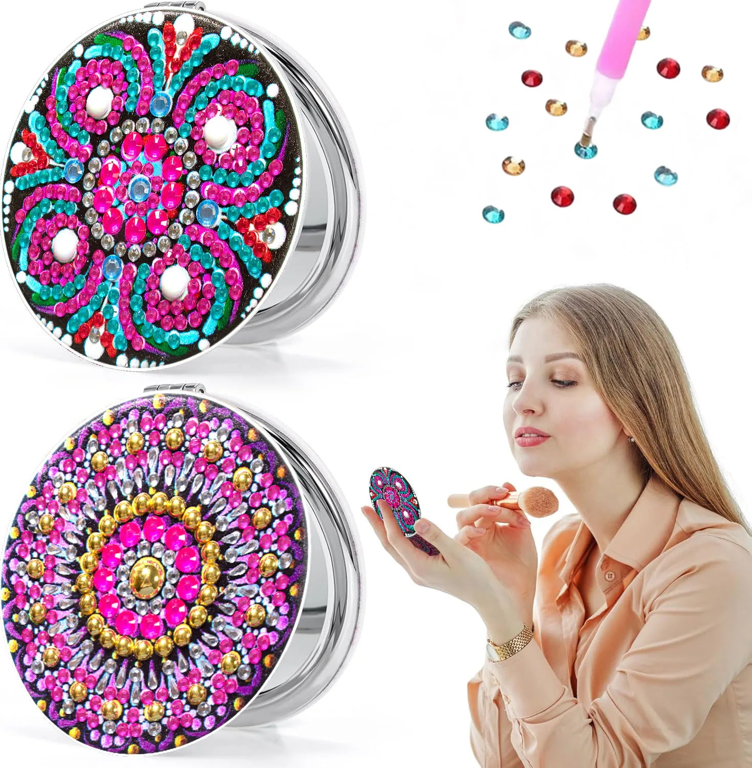2-piece DIY Mandala Diamond Painted leather portable folding mirror Diamond Art Mirror kit suitable for women to travel
2-piece DIY Mandala Diamond Painted leather portable folding mirror Diamond Art Mirror kit suitable for women to travel