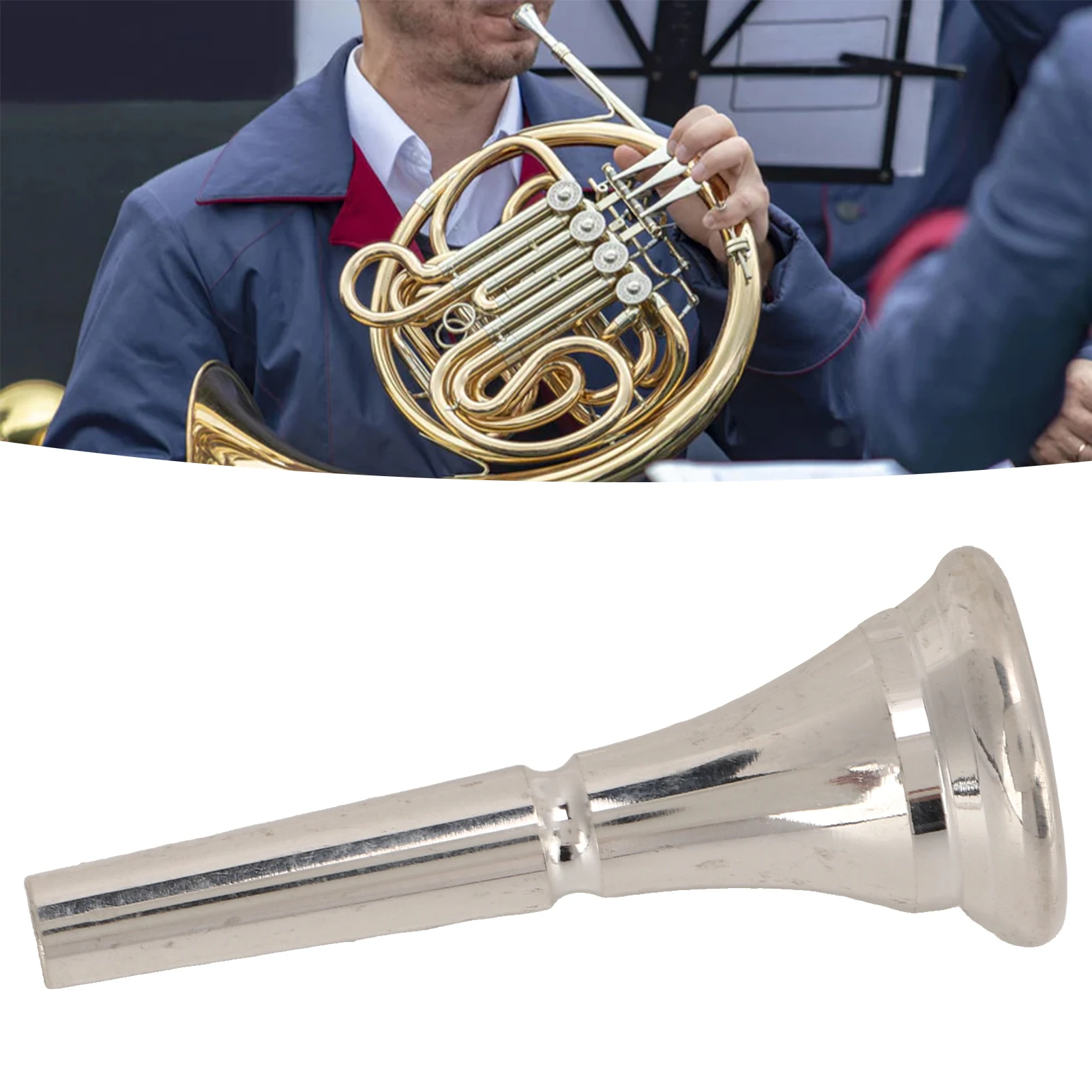 Замена мундштука с рогом, высокое качество, новинка, легкое использование, латунный рог для валторны, аксессуары для духовых инструментов, серебряный цвет
Замена мундштука с рогом, высокое качество, новинка, легкое использование, латунный рог для валторны, аксессуары для духовых инструментов, серебряный цвет