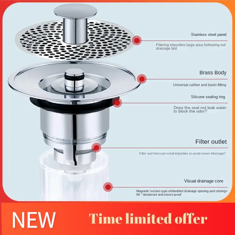 Sink Drain Stopper Floor Drain Filter Drain Hair Anti-Blocking Strainer Parts Bathroom Wash Sink Basin -Up Core A
Sink Drain Stopper Floor Drain Filter Drain Hair Anti-Blocking Strainer Parts Bathroom Wash Sink Basin -Up Core A