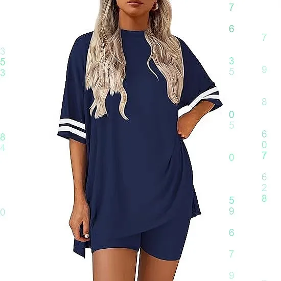 Casual Loose Tee Top Elastic Waist Shorts Women Spring Summer Lounge Set
Casual Loose Tee Top Elastic Waist Shorts Women Spring Summer Lounge Set