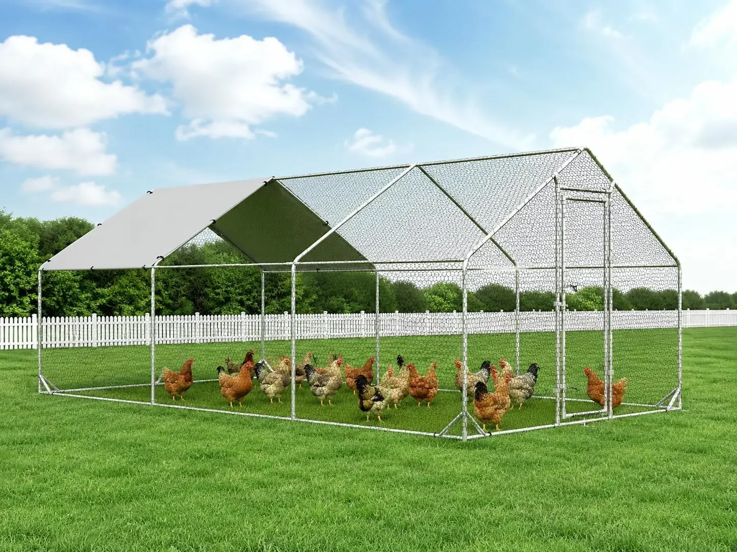 Metal Chicken Coop, 10x20 FT Walk-in Chicken Run Pen Poultry Cage, Water-Resistant & Anti-UV Cover, Large Chicken Coop for 18-22
Metal Chicken Coop, 10x20 FT Walk-in Chicken Run Pen Poultry Cage, Water-Resistant & Anti-UV Cover, Large Chicken Coop for 18-22