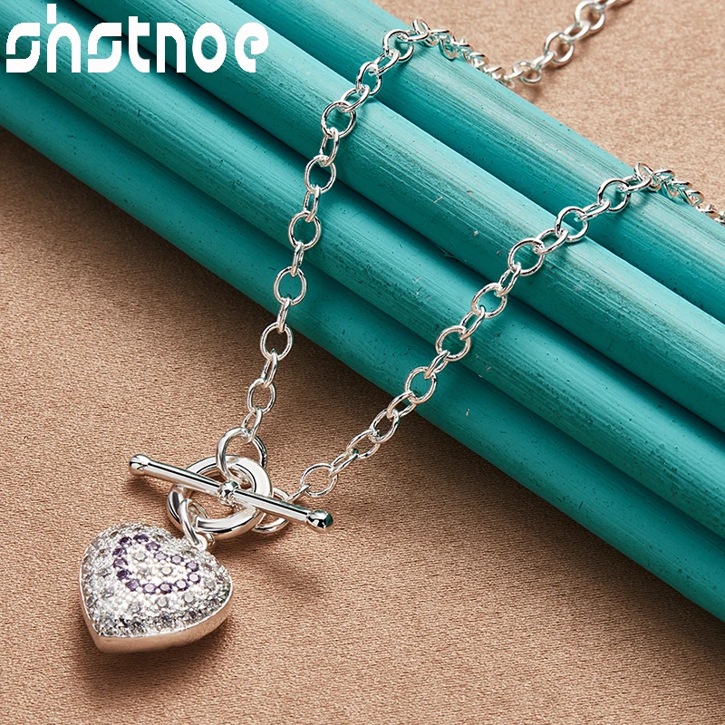 SHSTONE 925 Sterling Silver Heart Purple Zircon Crystal Chain Necklace For Women Fashion Party Wedding Birthday Charm Jewelry
SHSTONE 925 Sterling Silver Heart Purple Zircon Crystal Chain Necklace For Women Fashion Party Wedding Birthday Charm Jewelry