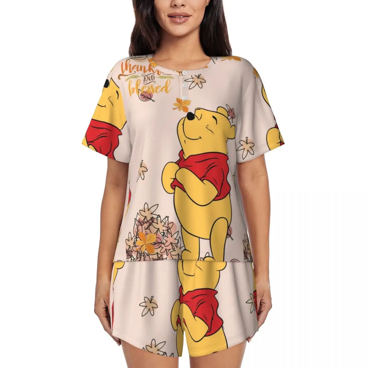 Custom Funny Cartoon Winnie The Pooh Pajamas Set Womens Short Sleeve Sleepwear Loungewear 2 Piece Pjs
Custom Funny Cartoon Winnie The Pooh Pajamas Set Womens Short Sleeve Sleepwear Loungewear 2 Piece Pjs
