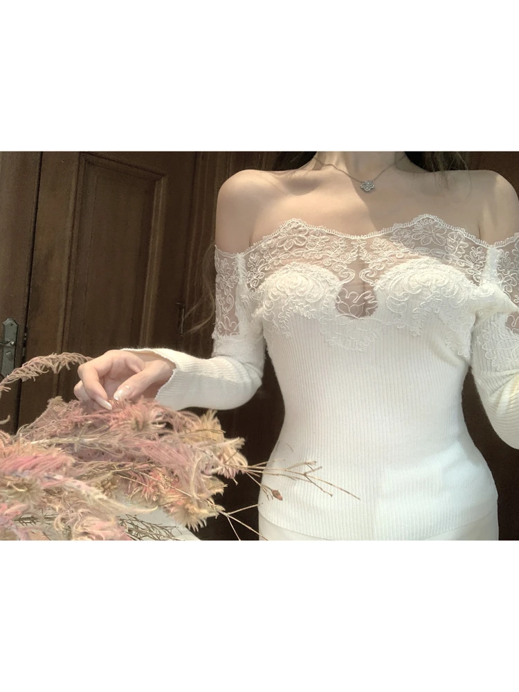 Kubiliv Heavy Work One oulder Lace Trim Knitted Top White Tea Flower adow Korean Sle Slim Fit Long Sve Crew Ne
Kubiliv Heavy Work One oulder Lace Trim Knitted Top White Tea Flower adow Korean Sle Slim Fit Long Sve Crew Ne