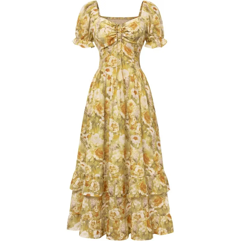 Women Floral Cottagecore Dress Puff Sleeve Maxi Ruffled Corset Dress
Women Floral Cottagecore Dress Puff Sleeve Maxi Ruffled Corset Dress