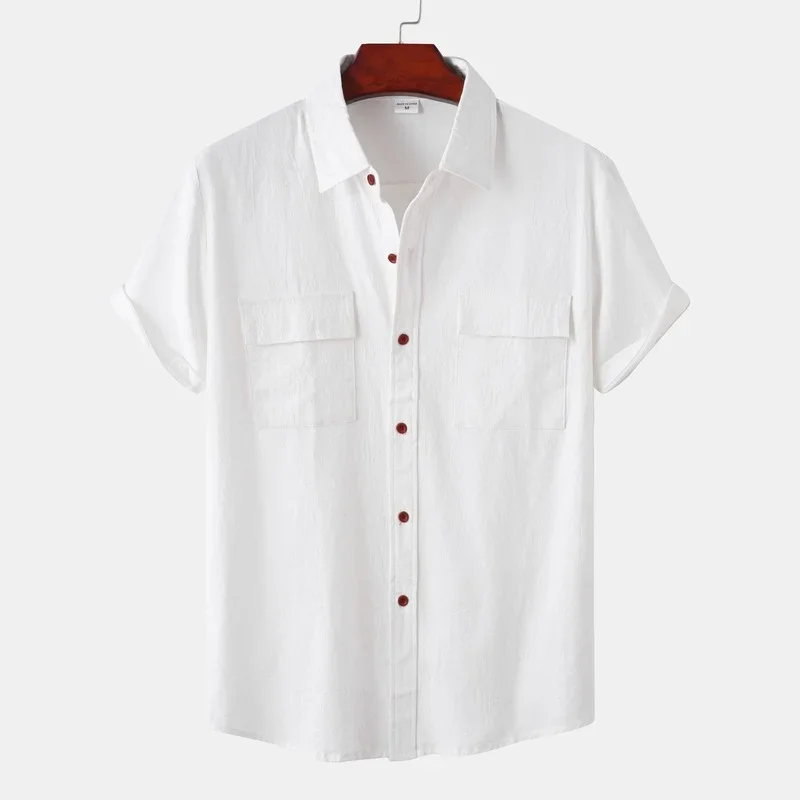 Cotton Linen Solid White Shirts for Men Summer Double Pocket Short Sleeve Casual Shirt Mens Business Holiday Breathable Camisas
Cotton Linen Solid White Shirts for Men Summer Double Pocket Short Sleeve Casual Shirt Mens Business Holiday Breathable Camisas