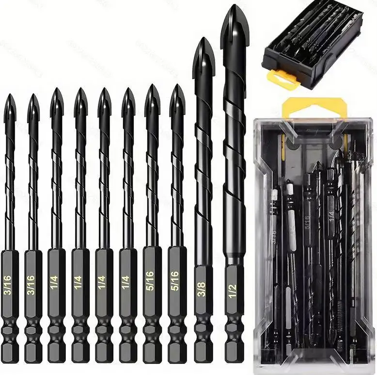 Tungsten Carbide 4-Cross Drill Bits Hex Shank Set for Concrete Tile Glass Ceramic Drilling
Tungsten Carbide 4-Cross Drill Bits Hex Shank Set for Concrete Tile Glass Ceramic Drilling