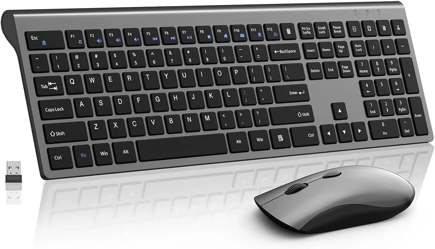 Silent Wireless Mouse & Keyboard Combo, Full-Size with Calculator Key, 2400 DPI, Slim USB Set for PC Laptop
Silent Wireless Mouse & Keyboard Combo, Full-Size with Calculator Key, 2400 DPI, Slim USB Set for PC Laptop