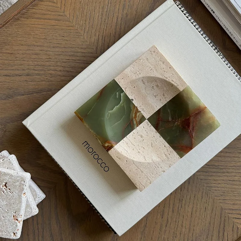 Natural Travertine Splicing Onyx Square Tray Design Ornament Sample Room Home Desktop Mosaic Jewelry Storage Tray Decoration
Natural Travertine Splicing Onyx Square Tray Design Ornament Sample Room Home Desktop Mosaic Jewelry Storage Tray Decoration