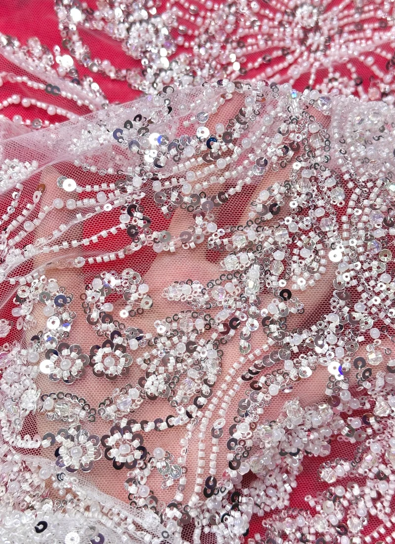 Wholesale French Sequins Lace Fabric Luxury Embroidery Sequins With Beads Net Lace For Wedding Party Dress
Wholesale French Sequins Lace Fabric Luxury Embroidery Sequins With Beads Net Lace For Wedding Party Dress