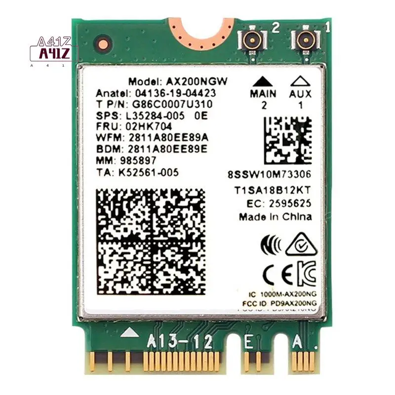 A41Z-AX200 AX200NGW Network Card M.2 NGFF 2.4Ghz/5G WI-FI 6 2974Mbps Wifi Card 802.11Ax Bluetooth 5.2 Wifi Adapter
A41Z-AX200 AX200NGW Network Card M.2 NGFF 2.4Ghz/5G WI-FI 6 2974Mbps Wifi Card 802.11Ax Bluetooth 5.2 Wifi Adapter
