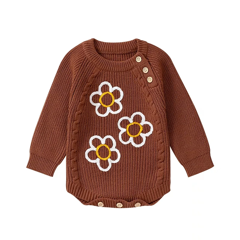 0-18M Infant Baby Girl Sweater Romper Long Sleeve Round Neck Floral Knit Bodysuit Infant Fall Winter Children Outfits
0-18M Infant Baby Girl Sweater Romper Long Sleeve Round Neck Floral Knit Bodysuit Infant Fall Winter Children Outfits