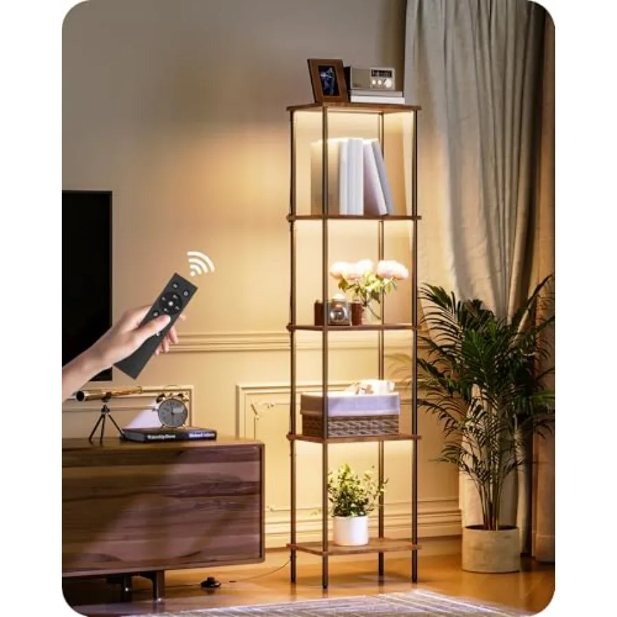 Display Shelf with Light 5-Tier Modern Shelf Lamp Corner Floor Lamp with Shelves Dimmable LED Floor Lamp for Living Room with R
Display Shelf with Light 5-Tier Modern Shelf Lamp Corner Floor Lamp with Shelves Dimmable LED Floor Lamp for Living Room with R