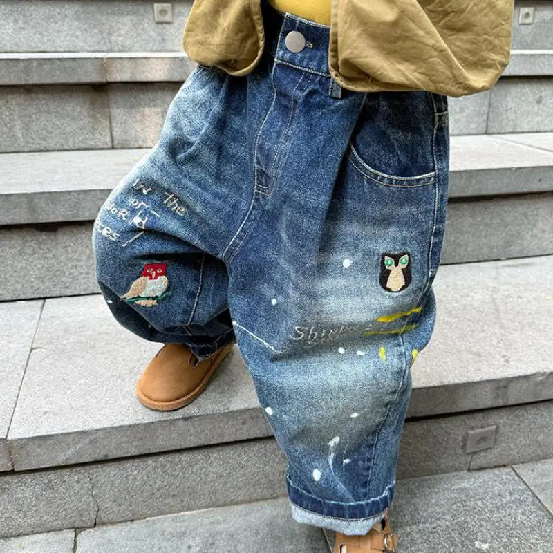 2025 Autumn New Children Denim Trousers Cartoon Embroidery Girls Harem Pants Boys Versatile Casual Pants Kids Toddler Clothes
2025 Autumn New Children Denim Trousers Cartoon Embroidery Girls Harem Pants Boys Versatile Casual Pants Kids Toddler Clothes