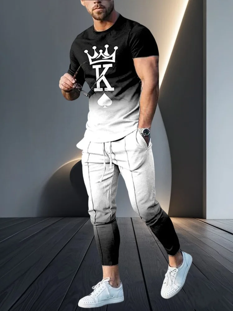 Summer Men's Fashion Short-sleeved Trousers Simple Color Pattern Printing Casual Street Adult Trend Matching Two-piece Set
Summer Men's Fashion Short-sleeved Trousers Simple Color Pattern Printing Casual Street Adult Trend Matching Two-piece Set