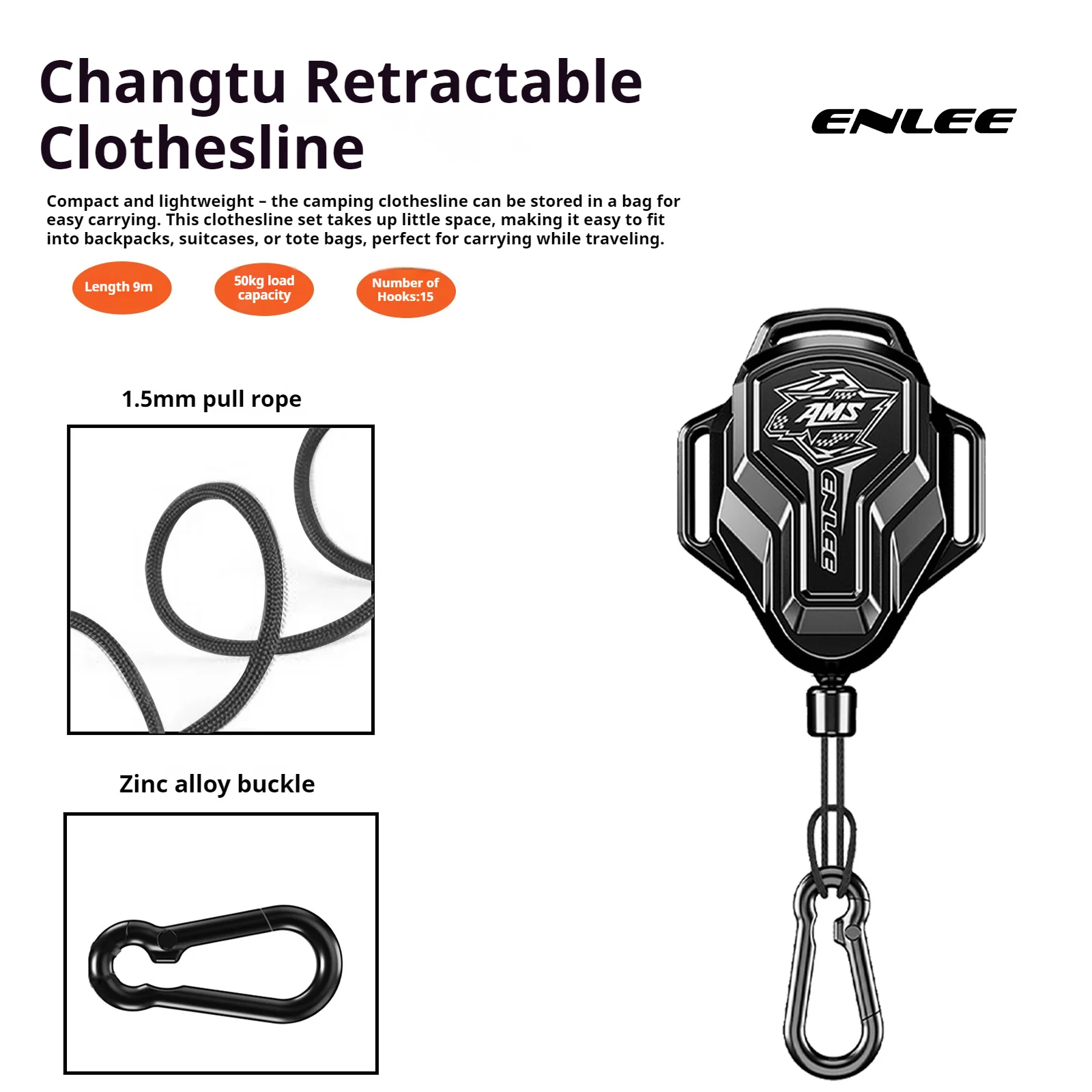 Retractable Portable Clothesline Multi Purpose 9 Meter Length With Folding Handle For Camping Hiking Travel And Outdoor Activiti
Retractable Portable Clothesline Multi Purpose 9 Meter Length With Folding Handle For Camping Hiking Travel And Outdoor Activiti