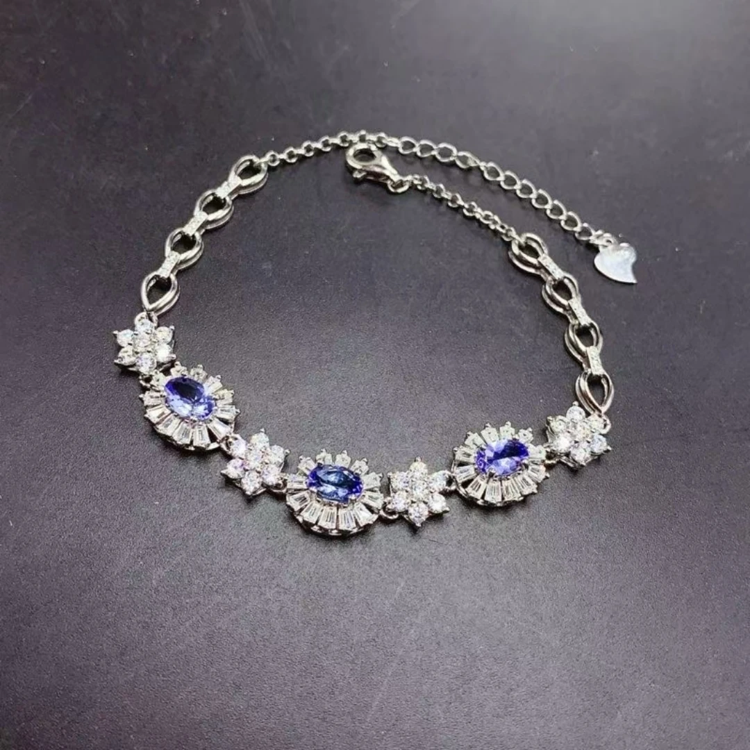 Natural Tanzanite Women's Bracelet S925 Silver Exquisite Inlaid High Clarity Gems Support Testing Birthday Party New Year's Gift
Natural Tanzanite Women's Bracelet S925 Silver Exquisite Inlaid High Clarity Gems Support Testing Birthday Party New Year's Gift